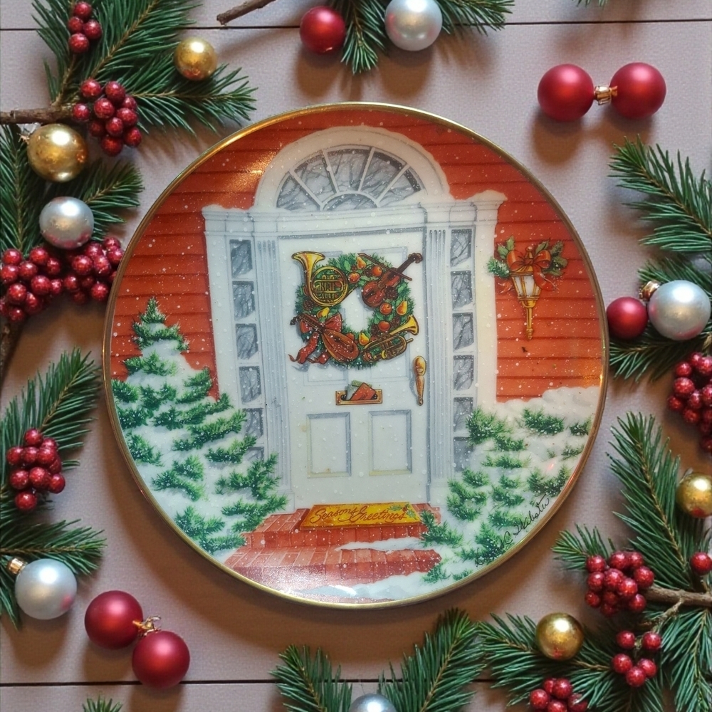Festive Holiday Door Plate with Red and Green Accents